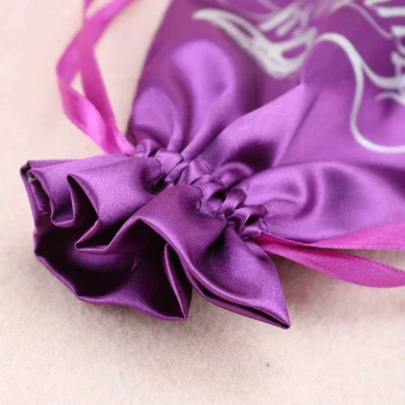 Satin Cosmetic Bags Packing Jewelry Hair Makeup Party Gift Packages Drawstring Pouch Shoe Eyemask Storage Sachet Print Logo 50p
