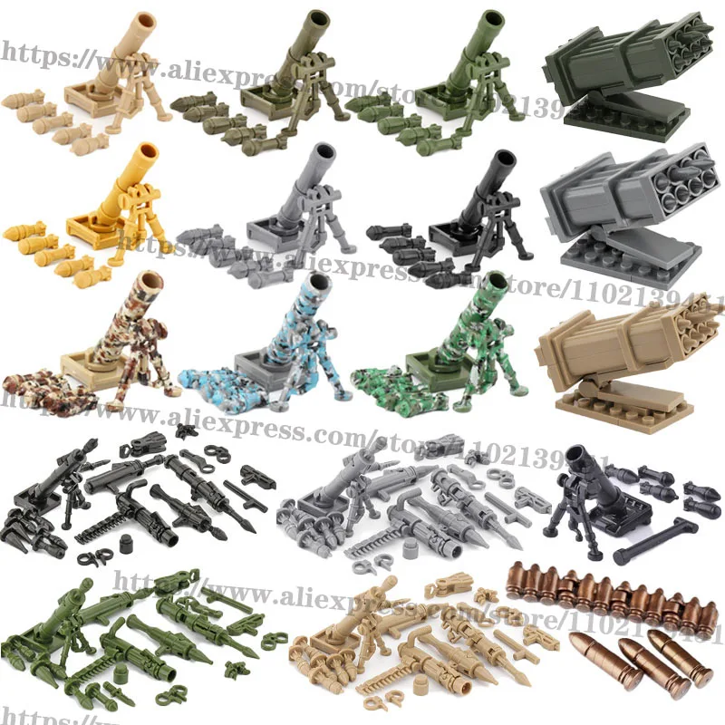 WW2 Military Special Forces Figures Building Blocks Rocket Camo Bazooka M2 Mortar Gatling Machine Gun Chain MOC Toys Kids J062