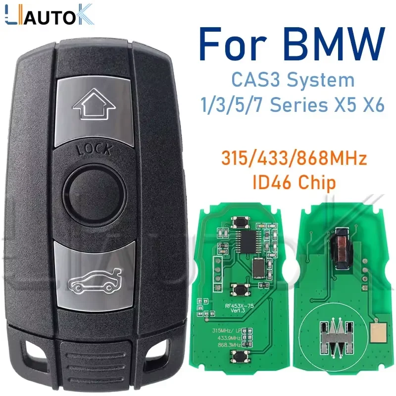 Smart Remote Car Key For BMW CAS3 System 1/3/5/7 Series X5 X6 E60 E61 E70 E71 E87 E90 Z4 315LP 315/433/868MHz ID46 Chip 3Buttons