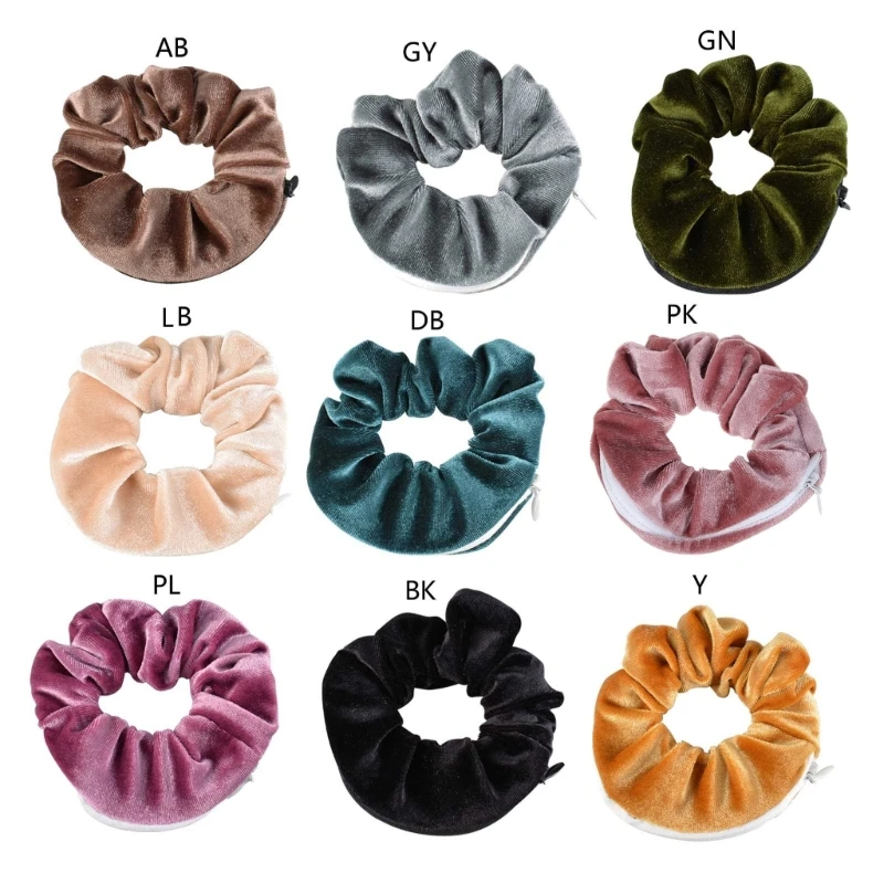 

Novelty Hair Scrunchies with Zipper Storage Place Hair Elastics Ties Ropes Soft Ponytail Holders for Children