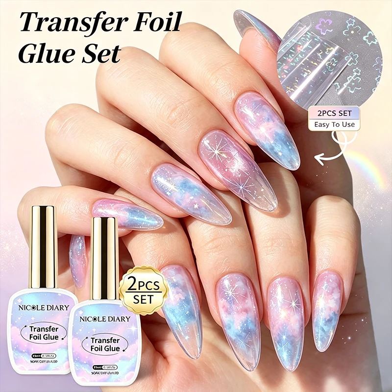 NICOLE DIARY 15ml Leopard Print Nail Transfer Gel Foil Transfer Gel UV LED Cured Nail Art Foil Glue for DIY Manicure Decoration