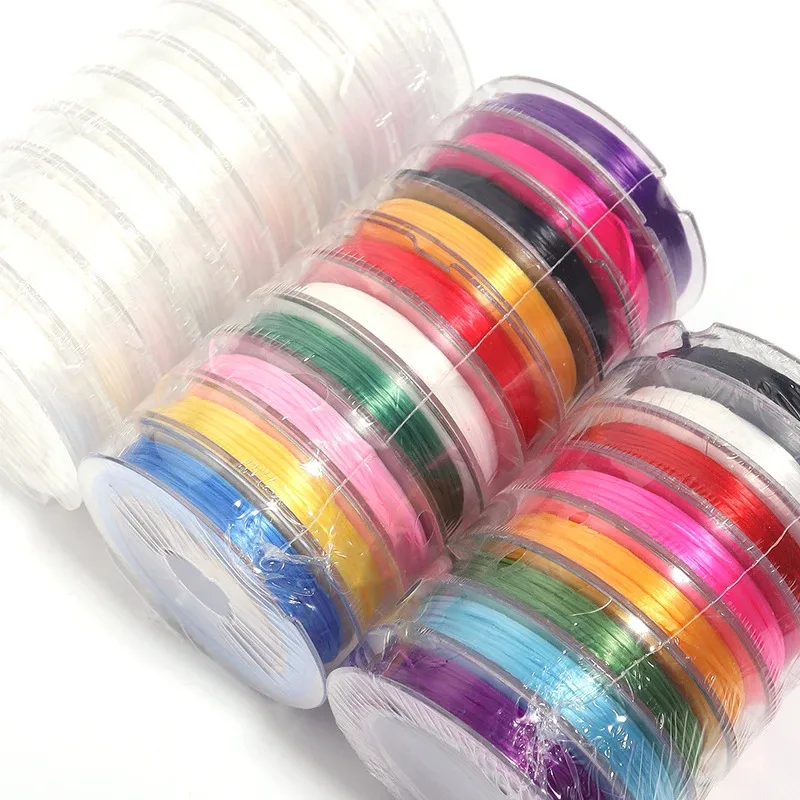 Elastic Crystal Beading Thread, Random Mixed Colors, Special for Handmade DIY, 10 Rolls per Pack