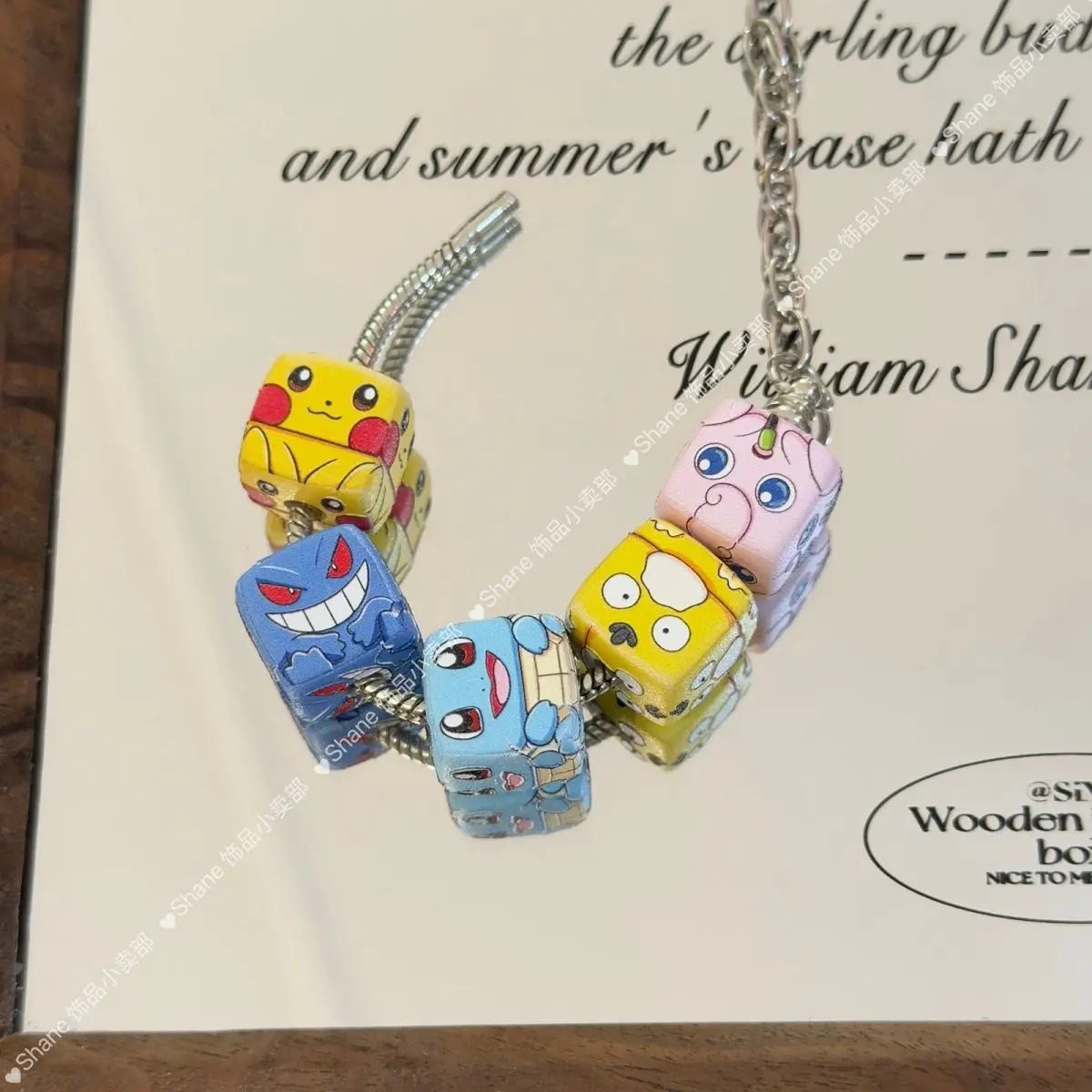 10pcs for Pikachu through-hole beaded 14MM DIY mobile phone chain keychain beaded pen accessory material view 2