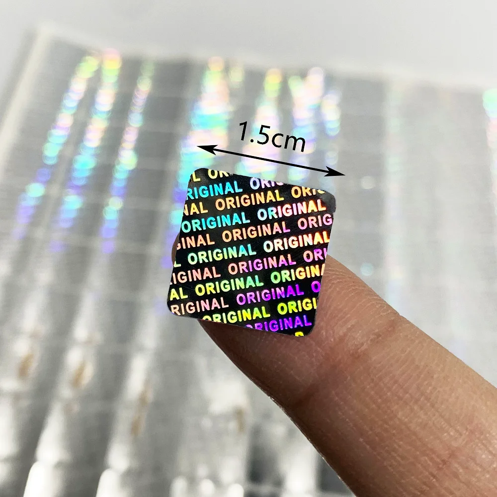 

1000pcs Square ORIGINAL VOID Tamper Evident Holographic Security Seals Sticker, 15x15mm Small Size Self-Adhesive Sticker