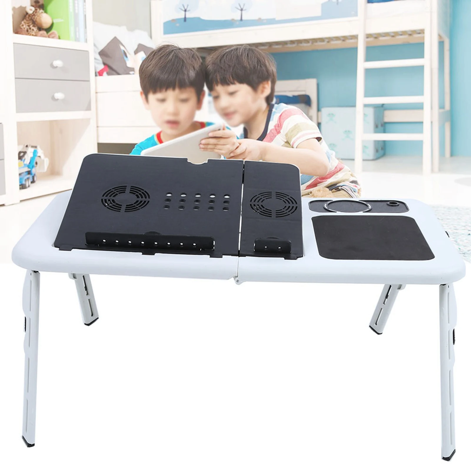 Adjustable Laptop Desk Lightweight Laptop Desk Laptop Notebook PC Folding Portable Car Bed Sofa Desk Stand Table Tray Cool Fan