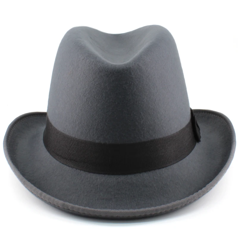 Männer Frauen Klassische Retro Wollmischung Homburg Hüte Woll-Fedora-Kappen Trilby Sonnenhut Reise Party Einstellbar UK M-L US 7 1/8-7 3/8 – Detail 9