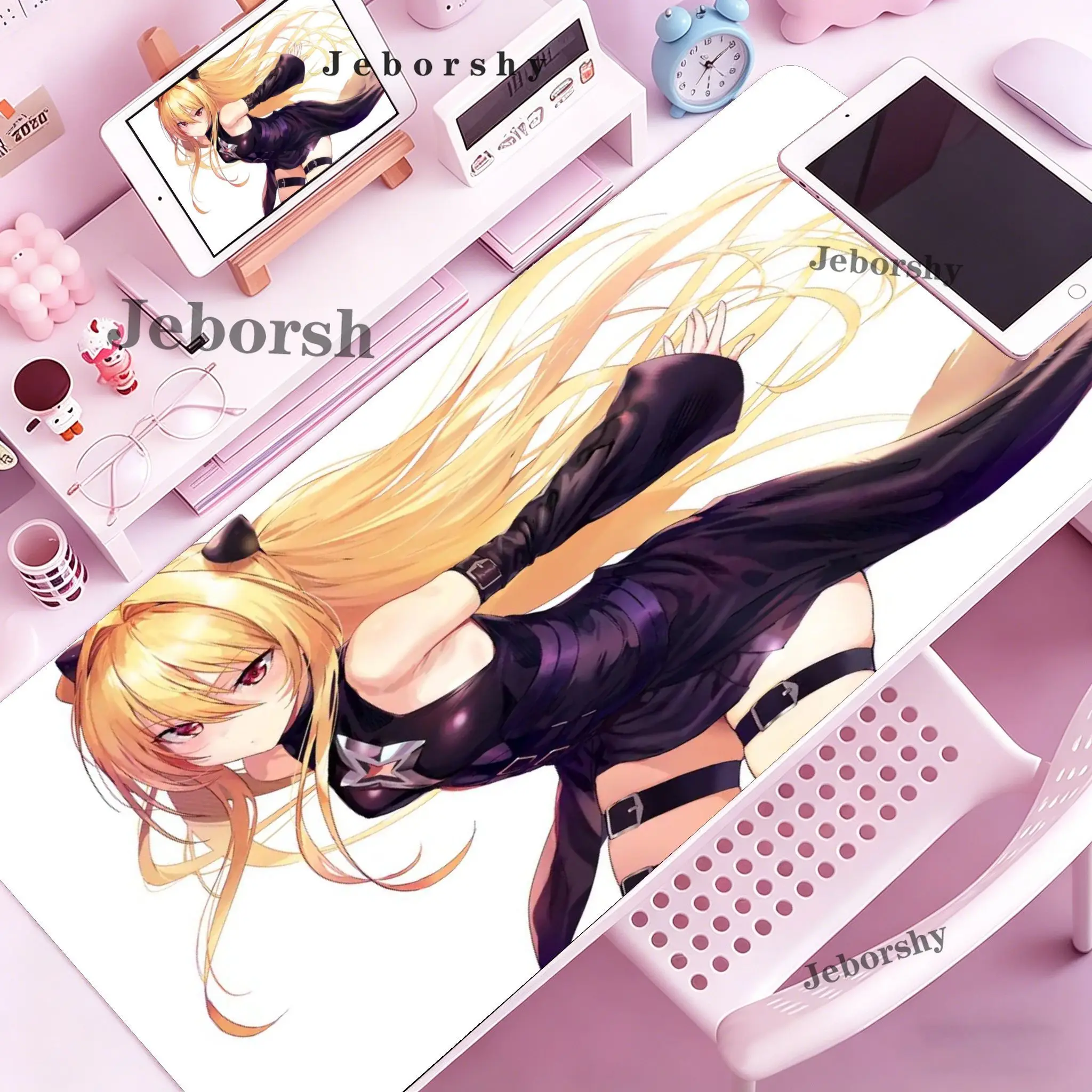 Konjiki no Yami Anime girl Mousepad Large Gaming Mouse Pad office Keyboard HD Printing overlock XXL Desk Mat