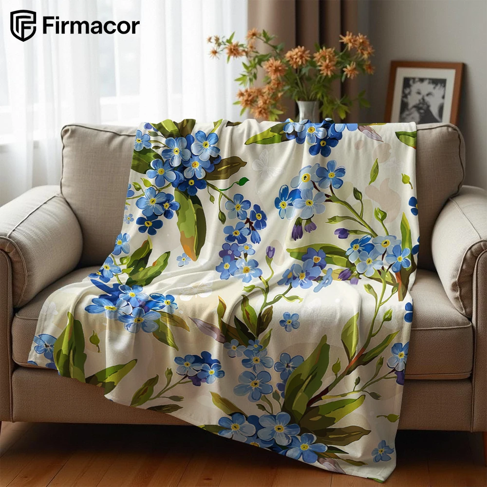 Forget-Me-Not Lightweight Microfiber Soft Christmas Fleece Blanket Warm Cozy Throw for Bed Sofa Office Travel All Season