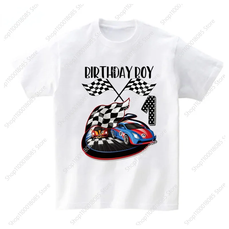 Racing Family Theme Printed Boys Creative T-shirt Grandparents, Parents, Casual Comfortable Short sleeved Top Customized Name