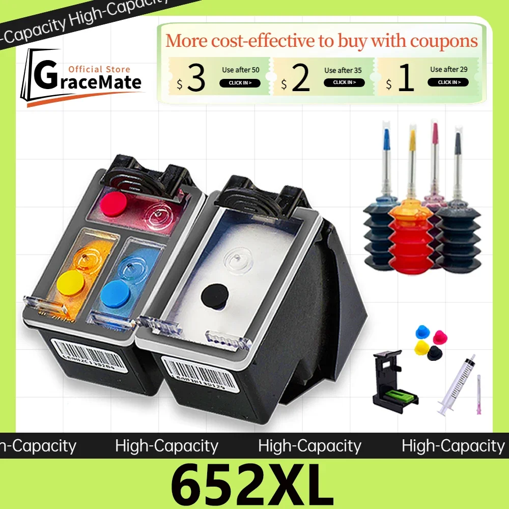 Ink Cartridge Replacement For HP 652XL 652 3835 For HP Printer Deskjet Ink Advantage 1115 2135 3635 3755 3835 3836 4535