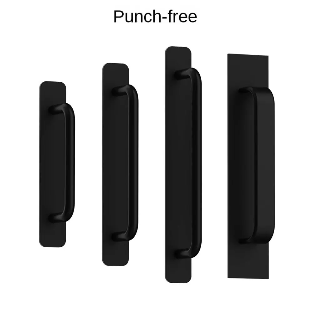 Punch-free Door Handle Aluminum Kitchen Cabinet Pulls Self-adhesive Toilet Window Sliding Door Knobs Furniture Hardware Handles