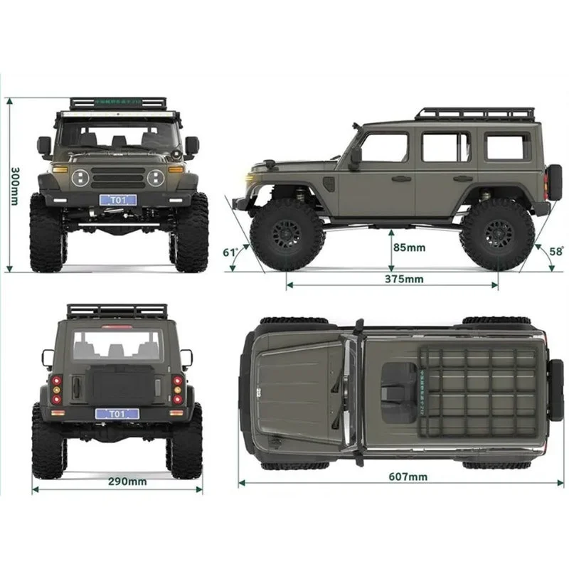 Yk4084 Baic 212 1/8 4WD Auto Elettrica di Controllo Remoto Blocco Differenziale Doppia Velocità Collegamento Luce Fuoristrada Modello di Veicolo Da Arrampicata