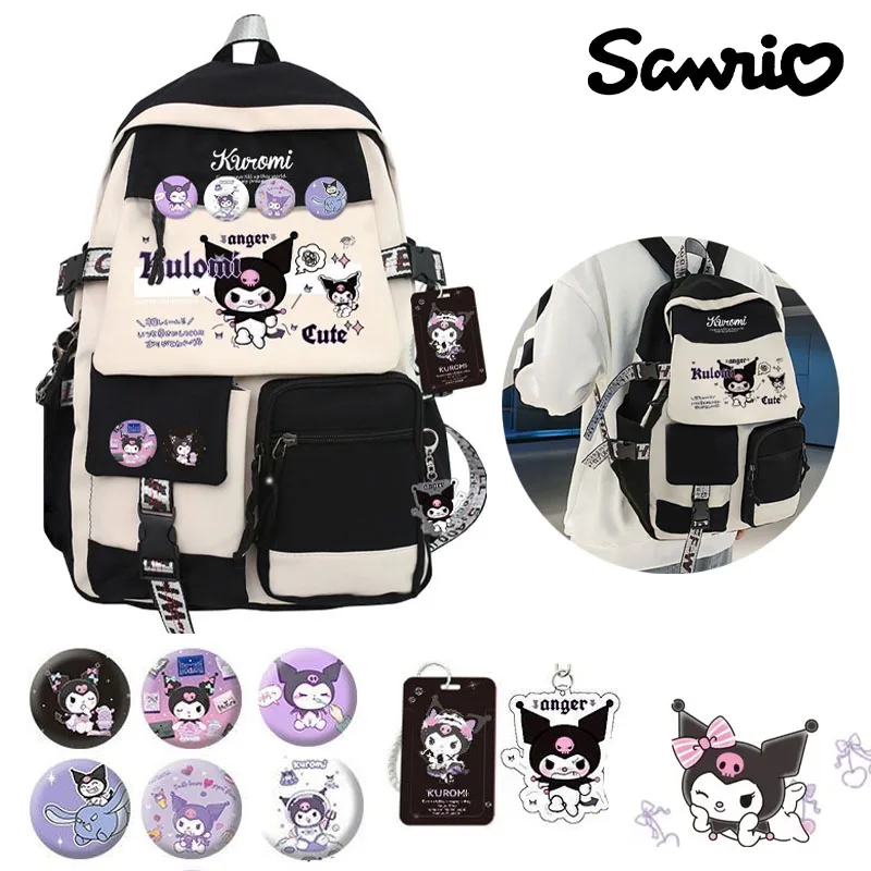 

Sanrio Kuromi printed bag Large Capacity student backpack Kawaii cartoon waterproof laptop bag fashion Portable travelling bag