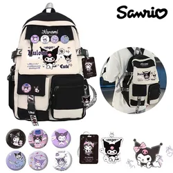 Sanrio Kuromi printed bag Large Capacity student backpack Kawaii cartoon waterproof laptop bag fashion Portable travelling bag