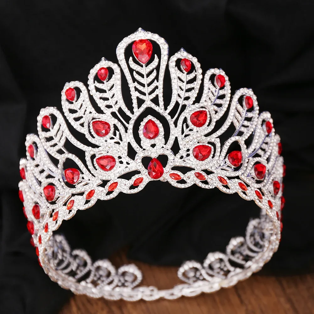 European Competition Large Beauty Pageant Winning Crown Alloy High-end Grand Slam Peacock Crystal Crowns Hair Accessories