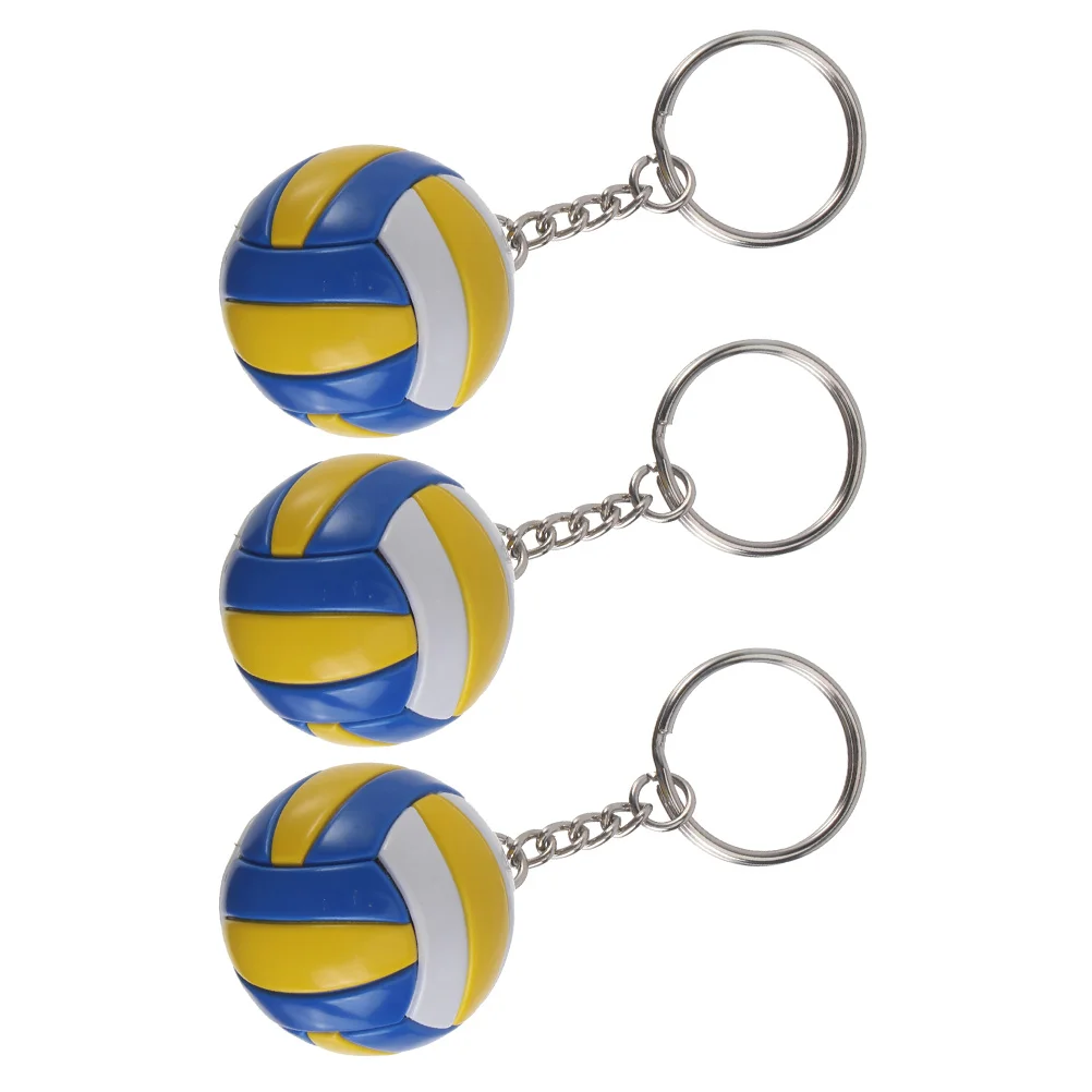 3 pçs chaveiro de vôlei mini bolas de futebol jogador charme pingentes anel presente correntes decorativas pu pequenas mulheres estéreo chique