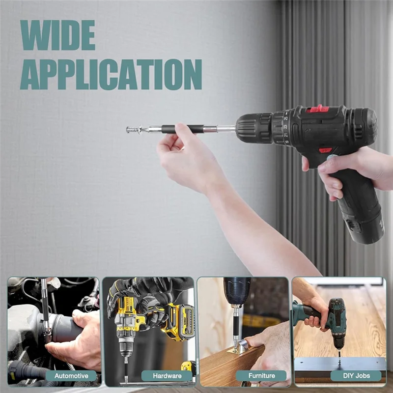 

A84E-держатель сверл 3,1/4,7 дюйма, шестигранный магнитный держатель бит 1/4 дюйма, 5 удлинителей сверл и набор карбоновых удлинителей