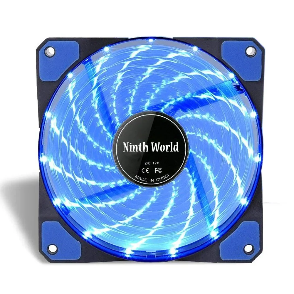 コンピューター用120mm LED静音ケースファン、15個のLEDライト付き、12V CPUクーラー、クーラーマスター冷却ファン、DC 12V、4ピンおよび3ピンコネクタ