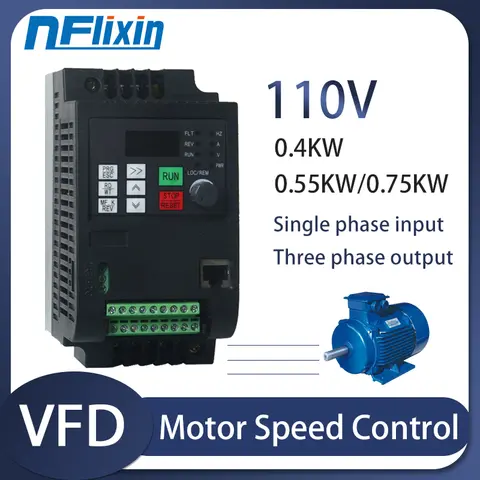 HOT ! VFD 110V variable frequency converter motor inverter VFD 0.4-7.5kw single-phase 110v input three-phase 110 output