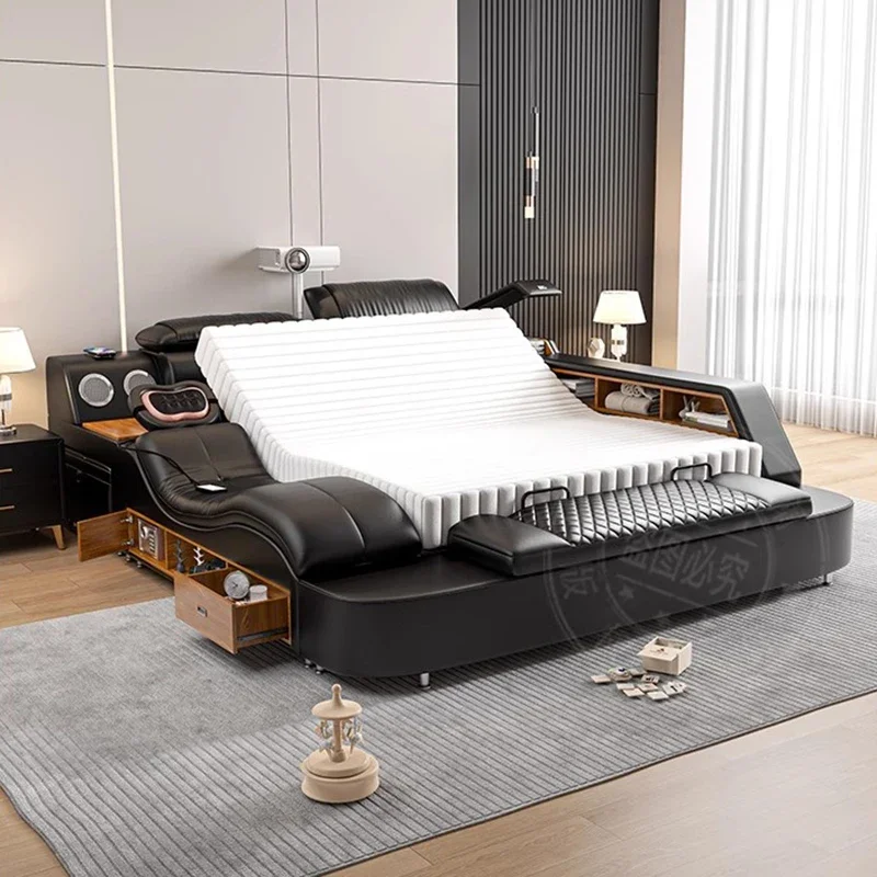Bedroom Massage Bed Luxury Double Human Dog Wooden Design Platform Massage Bed Frame Simple Letto Matrimoniale Home Furniture