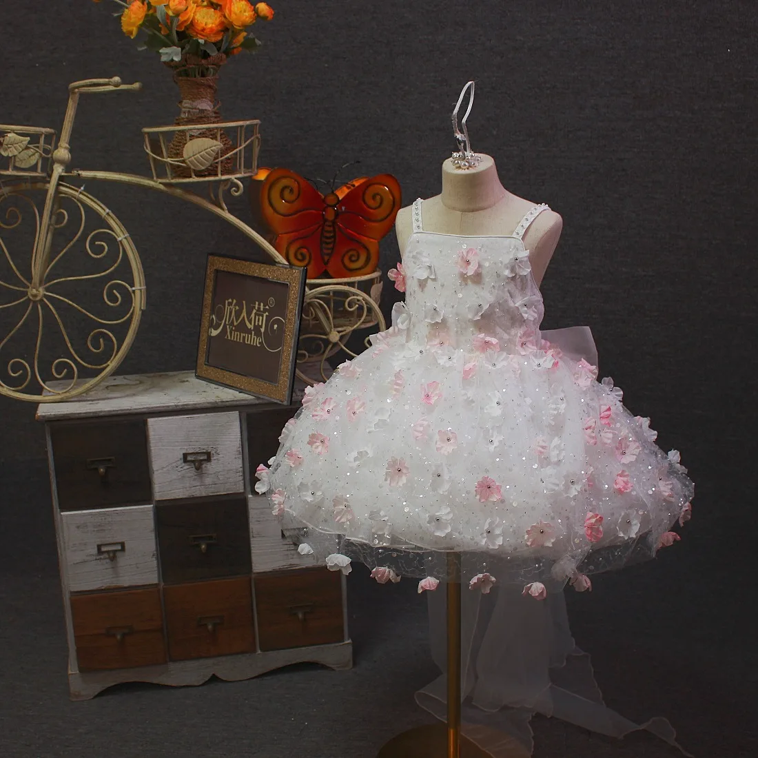 KLFLGDGirls Elegant Sequin Dress Toddler Girls Pageant Dress Birthday Prom Princess Dress 2-8 Years Old Girls Costume
