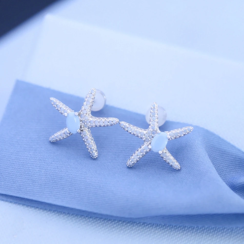 2023 Hot-Selling Starfish Style Diamond-Studded Earrings Lovely Sweet Fashion Small Design Valentine'S Day Gift