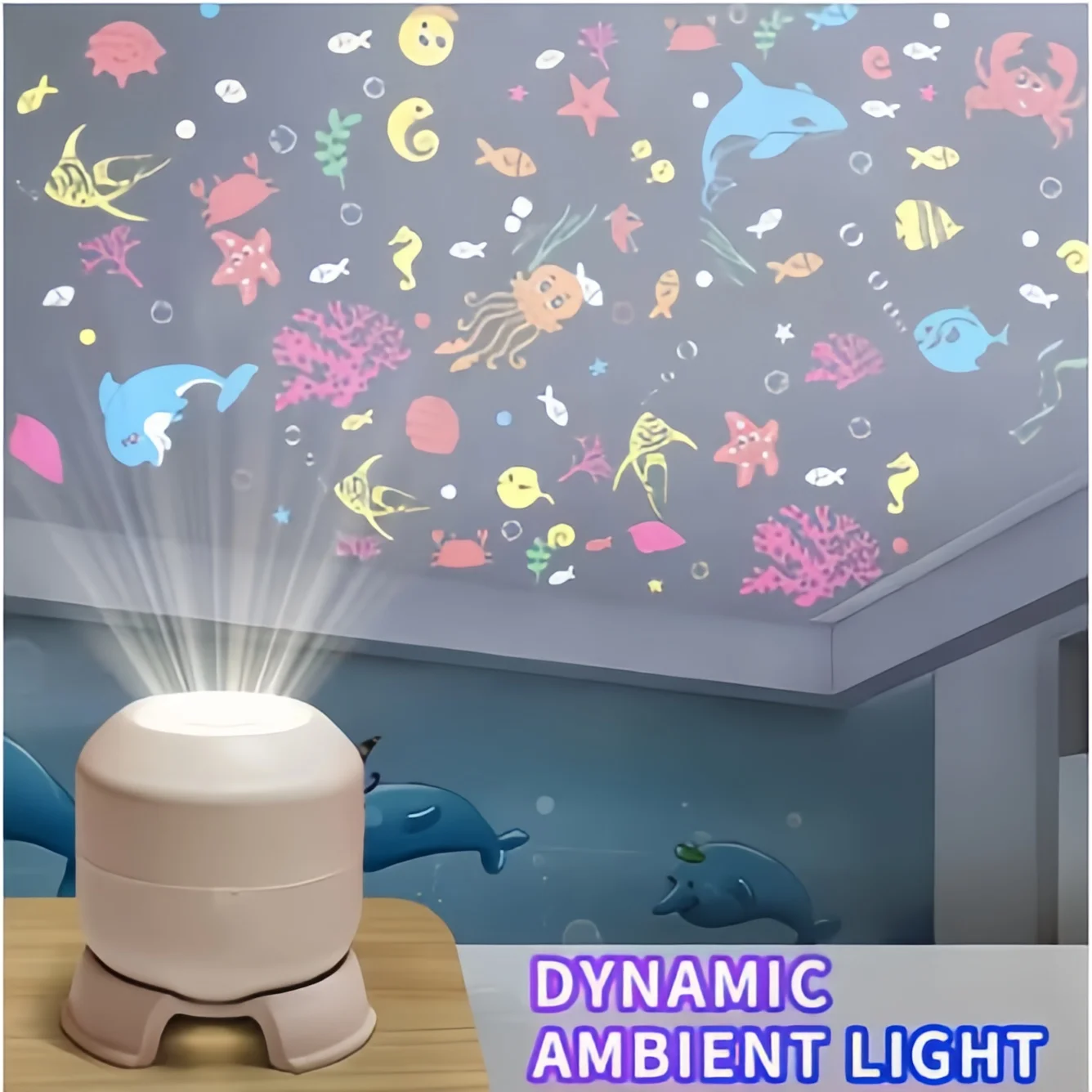 360° Rotating Starry Ocean Projection Night Light Dynamic Projector Decorative Lamp Ocean-Themed Projection Light Festival Gift