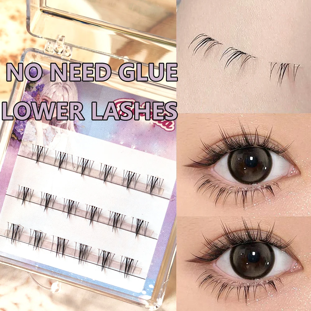 NO NEED GLUE Bottom EyeLashes self-adhesive Lower Eyelashes Natural Fairy Thin Short Eyelash Extension Makeup Tools