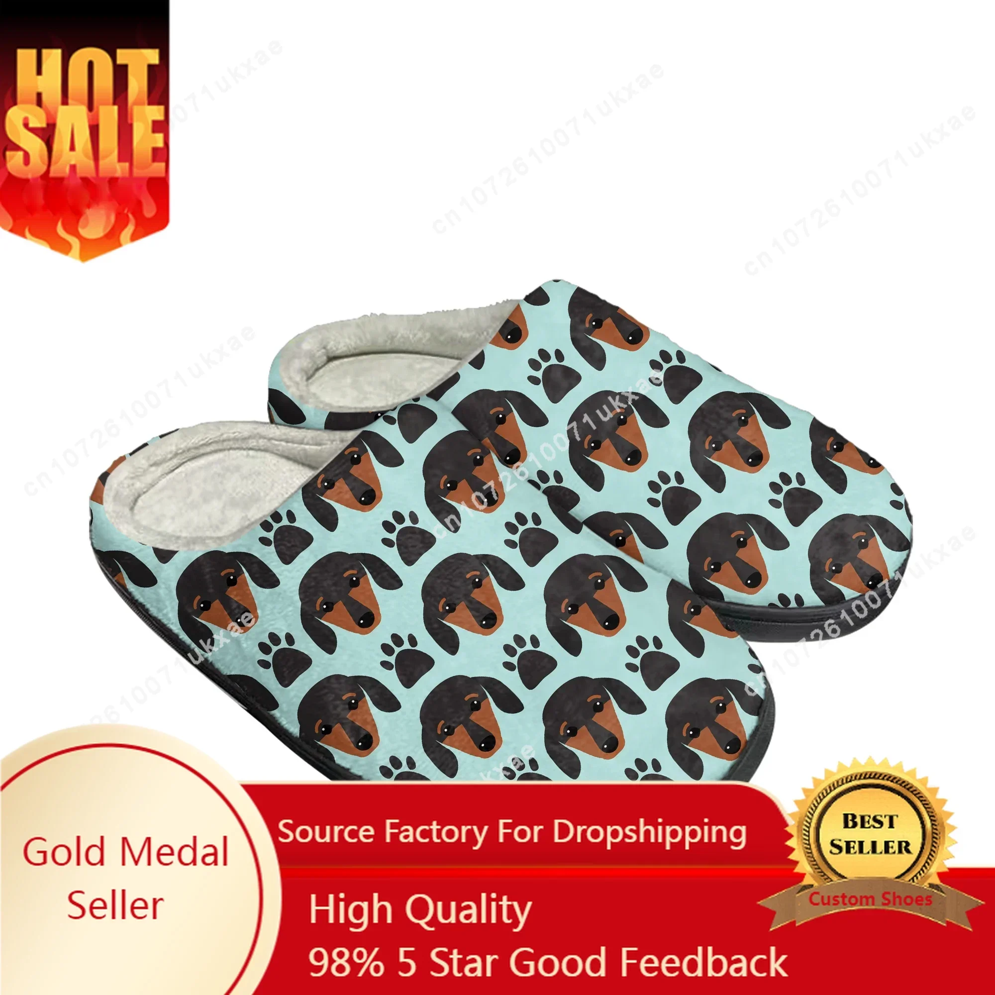 Cute Dachshund Print Home Cotton Slippers Mens Womens Pet Dog Plush Bedroom Casual Keep Warm Shoes Thermal Slipper Custom Shoe