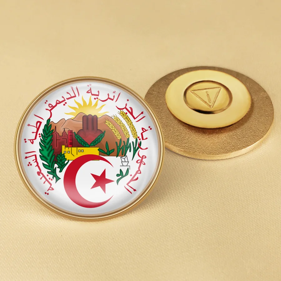 Algeria Flag Lapel Pins Natinal Country Flag Double Crossed Friendship Brooch Badge