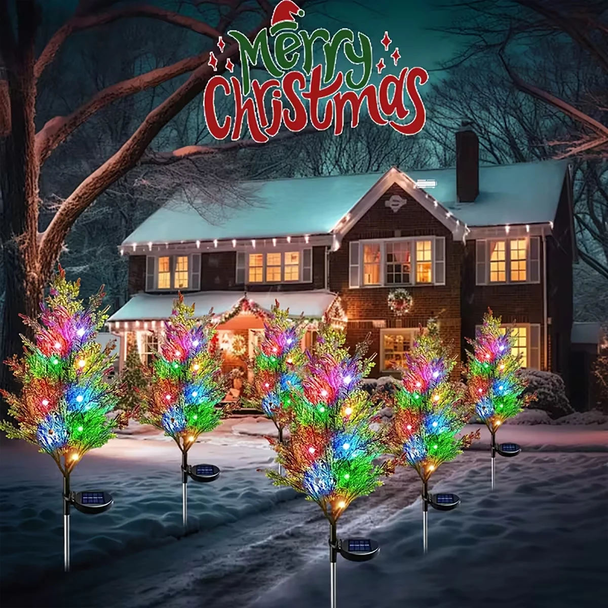 قطعة واحدة من مصباح شجرة الصنوبر لعيد الميلاد بالطاقة الشمسية، مصباح أرضي لحديقة عيد الميلاد، مناسب لمراسل الحديقة وزينة عيد الميلاد