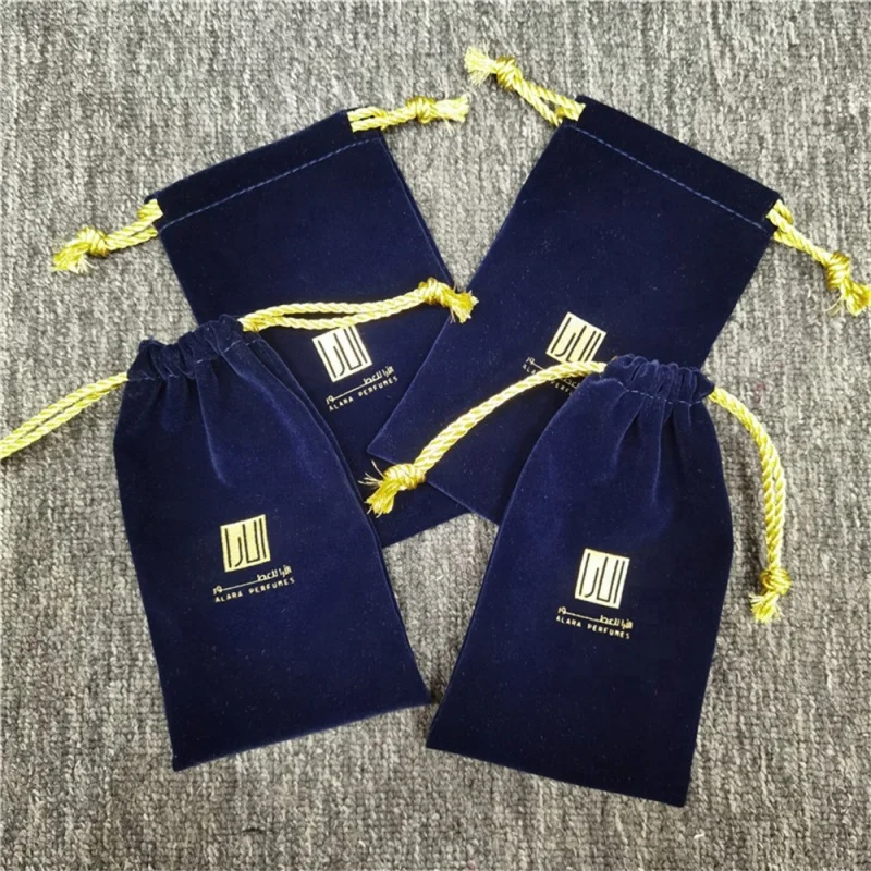 custom.Chuanghua Printed Luxury Custom Velvet Pouch Bag Jewelry Blue Velvet Pouch