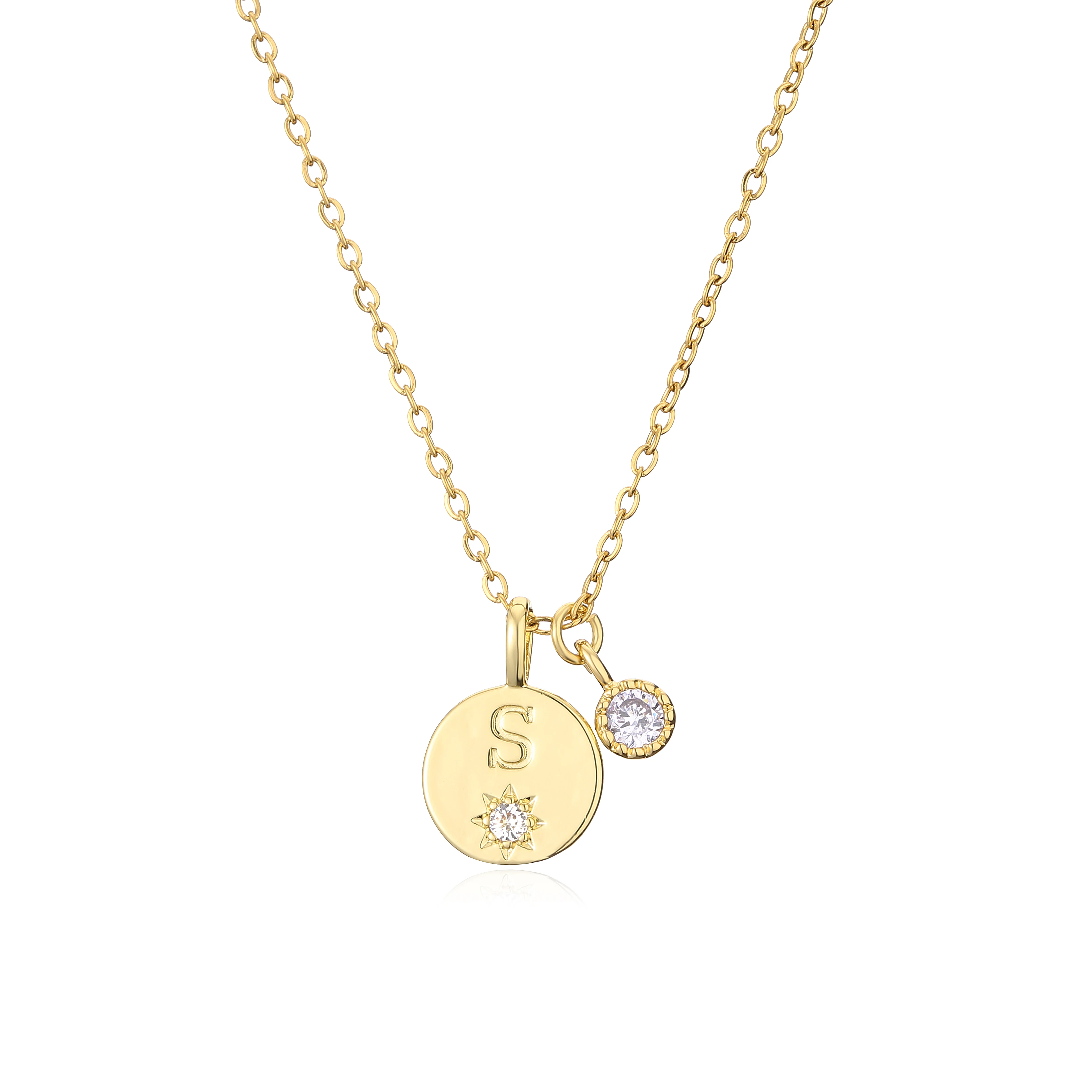18K Gold Plated Brass 26-Letter Charm Pendant Necklace Women\'s Fashionable Collarbone O-Chain Necklace Women\'s Jewelry Gift 1 pc