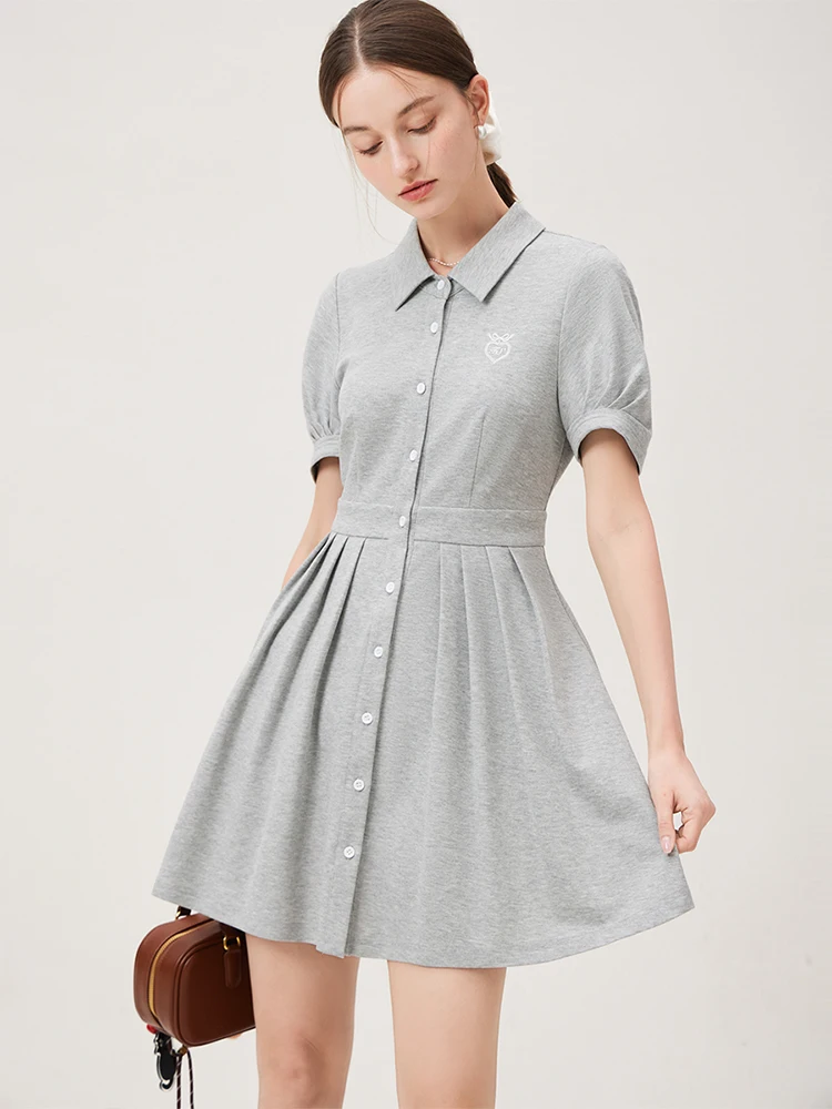 FSLE Summer Versatile Casual Commuter Short Sleeve Dress 2024 New Sports Style Cutey Lovely Women Dress 24FS12438