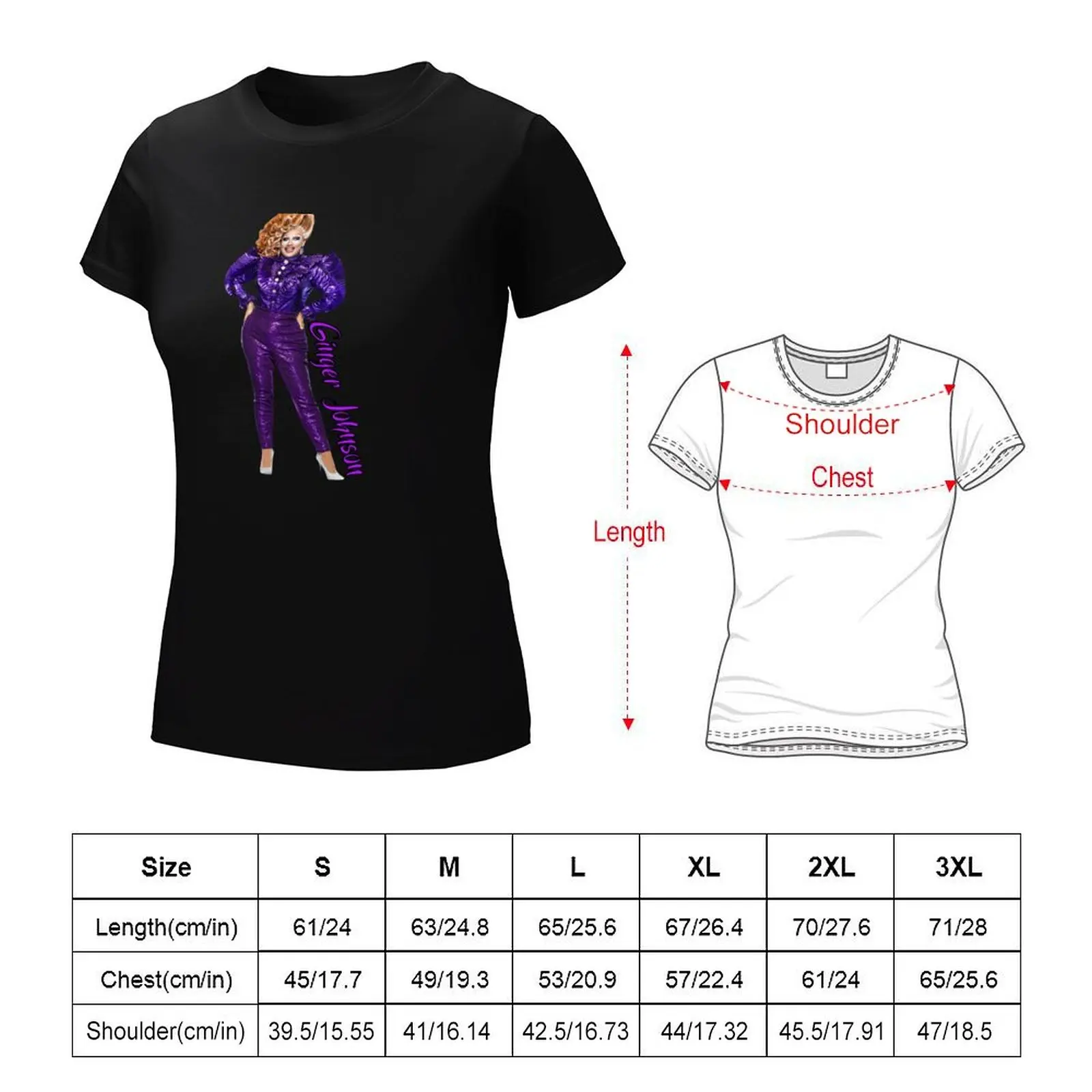 Ginger Johnson Drag race uk T-shirt summer tops aesthetic clothes workout shirts for Women