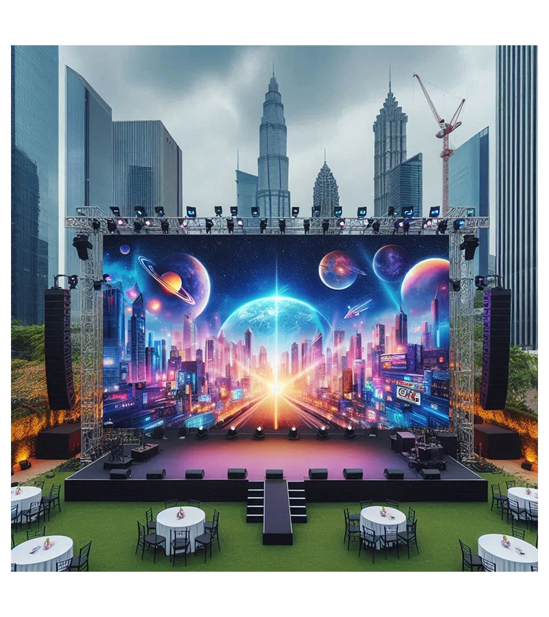 High Performance 6.75sqm Outdoor 27Pcs Panels 4.5x1.5m P3.91 Waterproof High Brightness Led Screen Fixed Stage Display