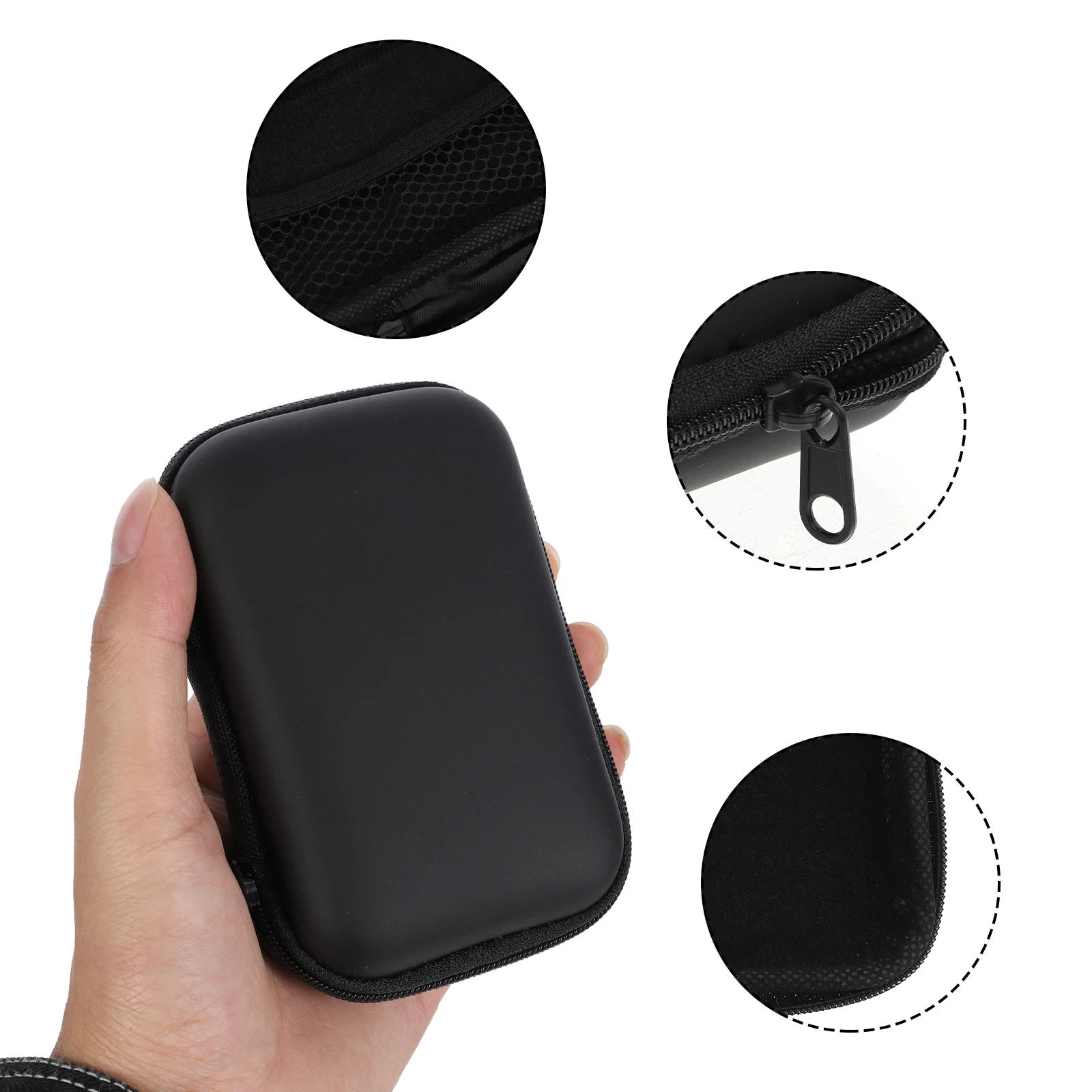 

Data Cable Storage Bag Portable Organizer for Travel Black Earphone Case Cords Bag Simple Durable Lightweight Flexible High-end