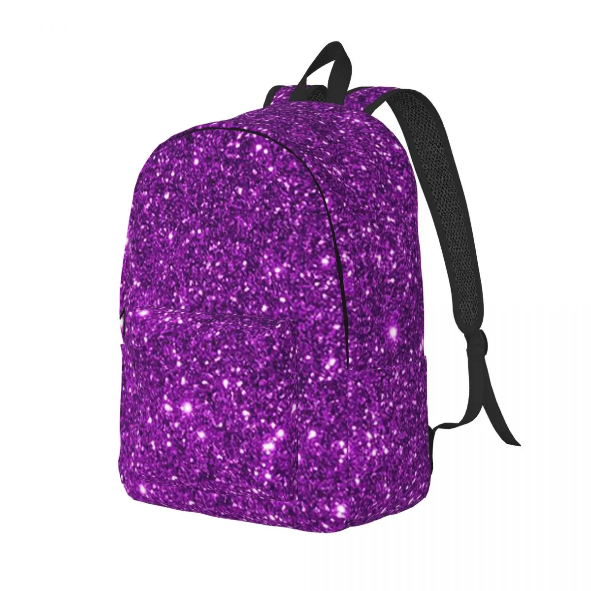 

Purple Sparkly Glitter Backpack Daypack Large Capacity Children BookBag School Bag Shoulder Bags for Men Women