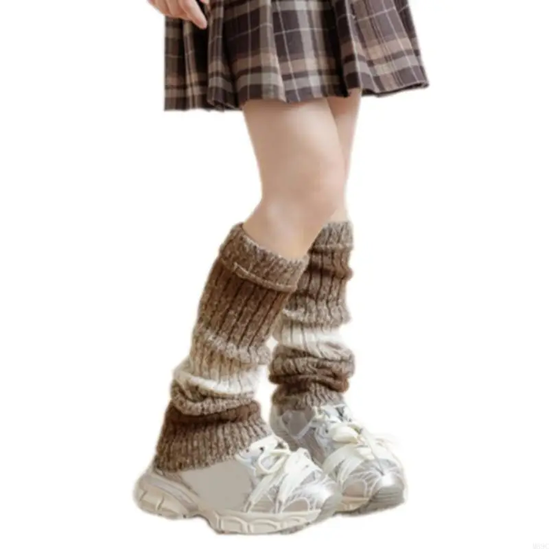 M89C متدرج اللون تدفئة الساق فستان سميك طماق جوارب الشتاء فتاة المدرسة