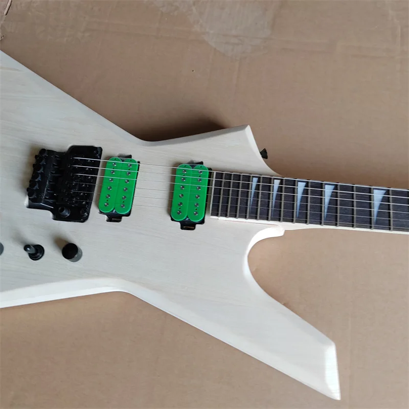 Special-Shaped Electric Guitar without Paint, 2-Way Vibrato Bridge, Sample Stock, just one Piece