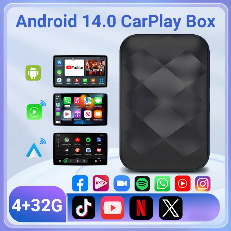 Acodo 2026 Android 14 3In1 CarPlay Ai Box Wireless Android Auto