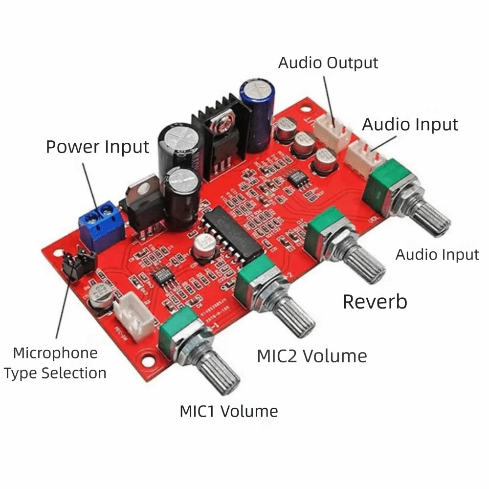 Pre-amplification Effect CD2399 Karaoke Board Fixed/Separate AC/DC Power Supply Reverb Board Treble Midrange Bass HiFi Stereo