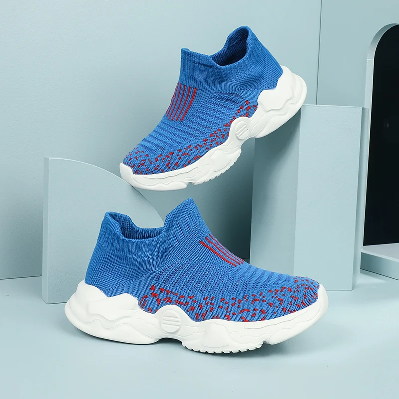 

Хит продаж! Детская обувь высокого качества, спортивные кроссовки, модные детские кеды для мальчиков и девочек, повседневные вязаные кроссовки для бега.