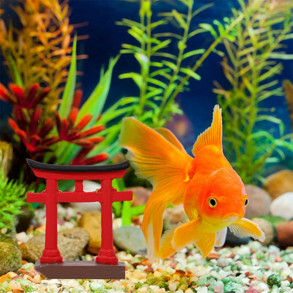 

2Pcs Japanese Torii Gate Resin Miniatures Miniature Garden Crafts Fish Tank Decor Micro Landscape Prop Decorative Ornamental