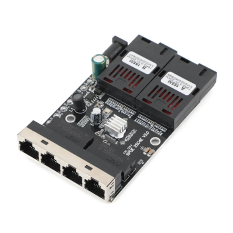 Оптоволоконный медиаконвертер 100 м 4 RJ45 To2 SC A + B Оптический разъем Оптоволоконный медиаконвертер