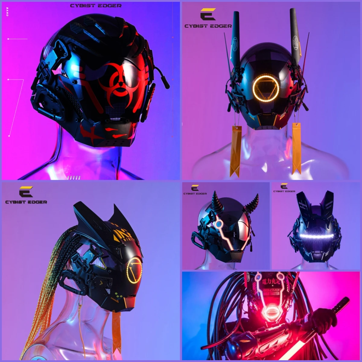 🔥 Cyber Punk Mask , Mechanical Steampunk Gas Mask with  light Biochemical Warning Sign for Cosplay Halloween Party Gift
