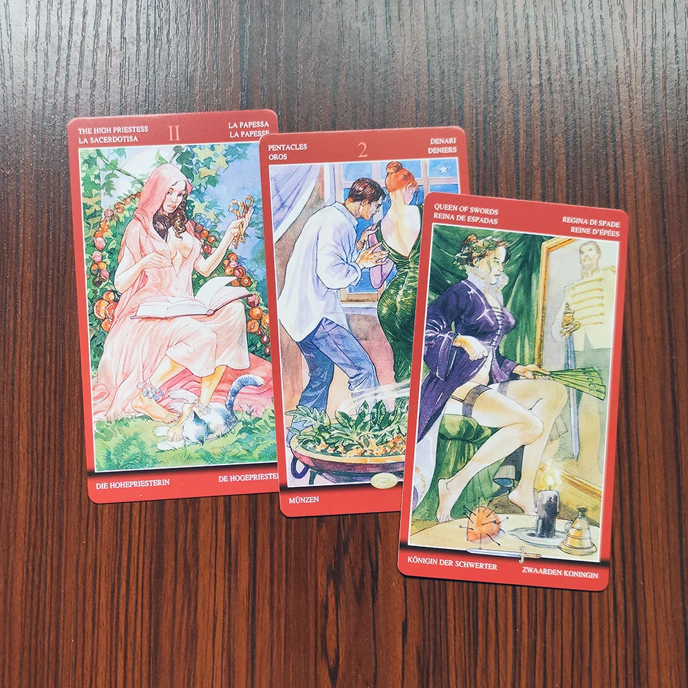 Large size  English and Spanish Italian German French Edition tarot cards for beginners with guidebook