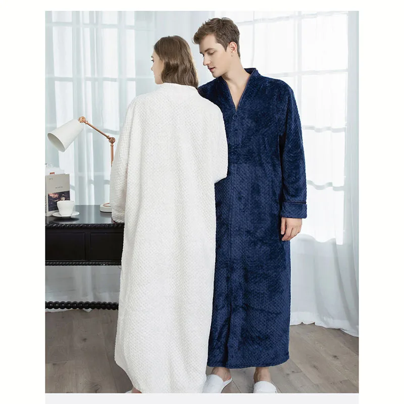 Plush Padded Warm Loungewear Winter Men's Coral Velvet Dressing Gowns Casual Pajama Set Couple Flannel Padded Bathrobes