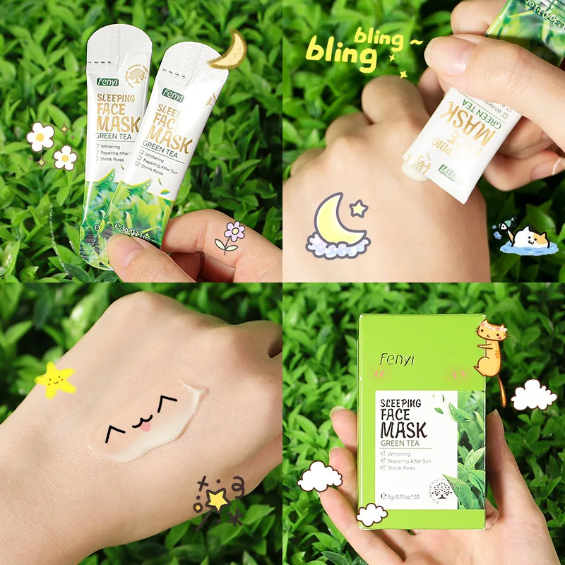 

20pcs/set Green Tea Mud Mask Natural Plants Oil-Control Moisturizing Deep Cleansing Tender Smooth Whitening Skin Care Face Care