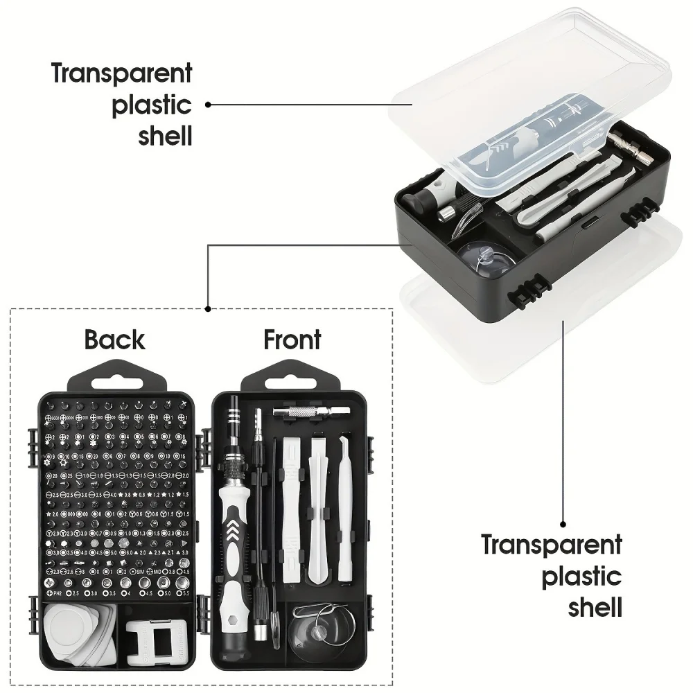 115‑in‑1 Precision Screwdriver Kit, Magnetic Bits Professional Nut Driver Multi‑tool Set for Laptop Phone Tablet PC Electronics